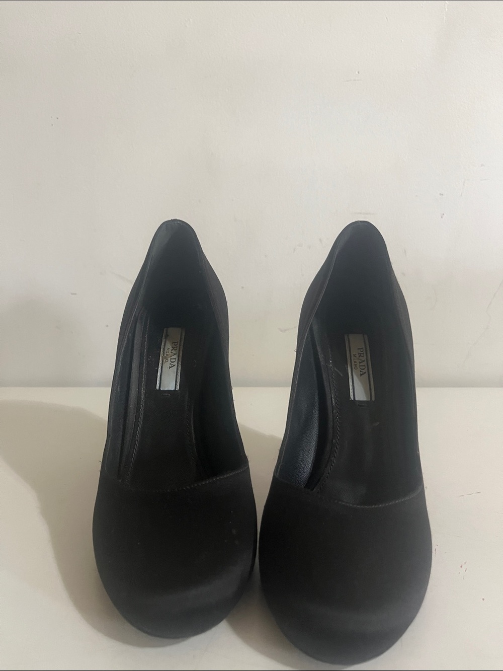 Prada Black Satin Pumps with Red Lightning Bolt Heels Women's Shoes Size 36 - Picture 5 of 9
